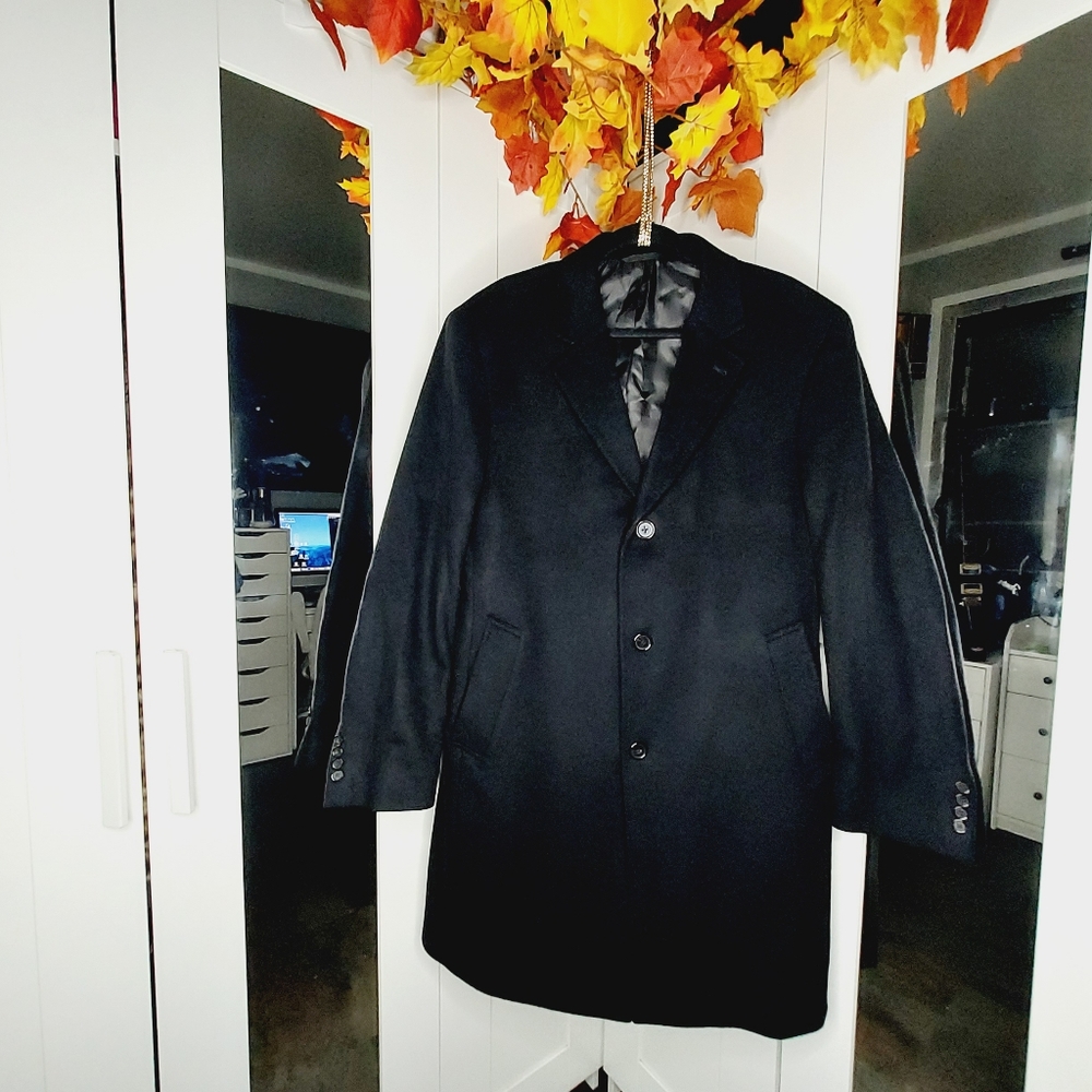 Lauren Ralph Lauren Men's Overcoat Black Wool Blend